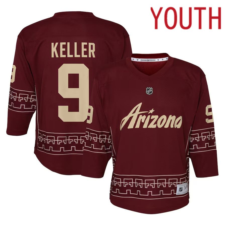 Youth Arizona Coyotes Clayton Keller Garnet Alternate 2022-23 Replica Player NHL Jersey